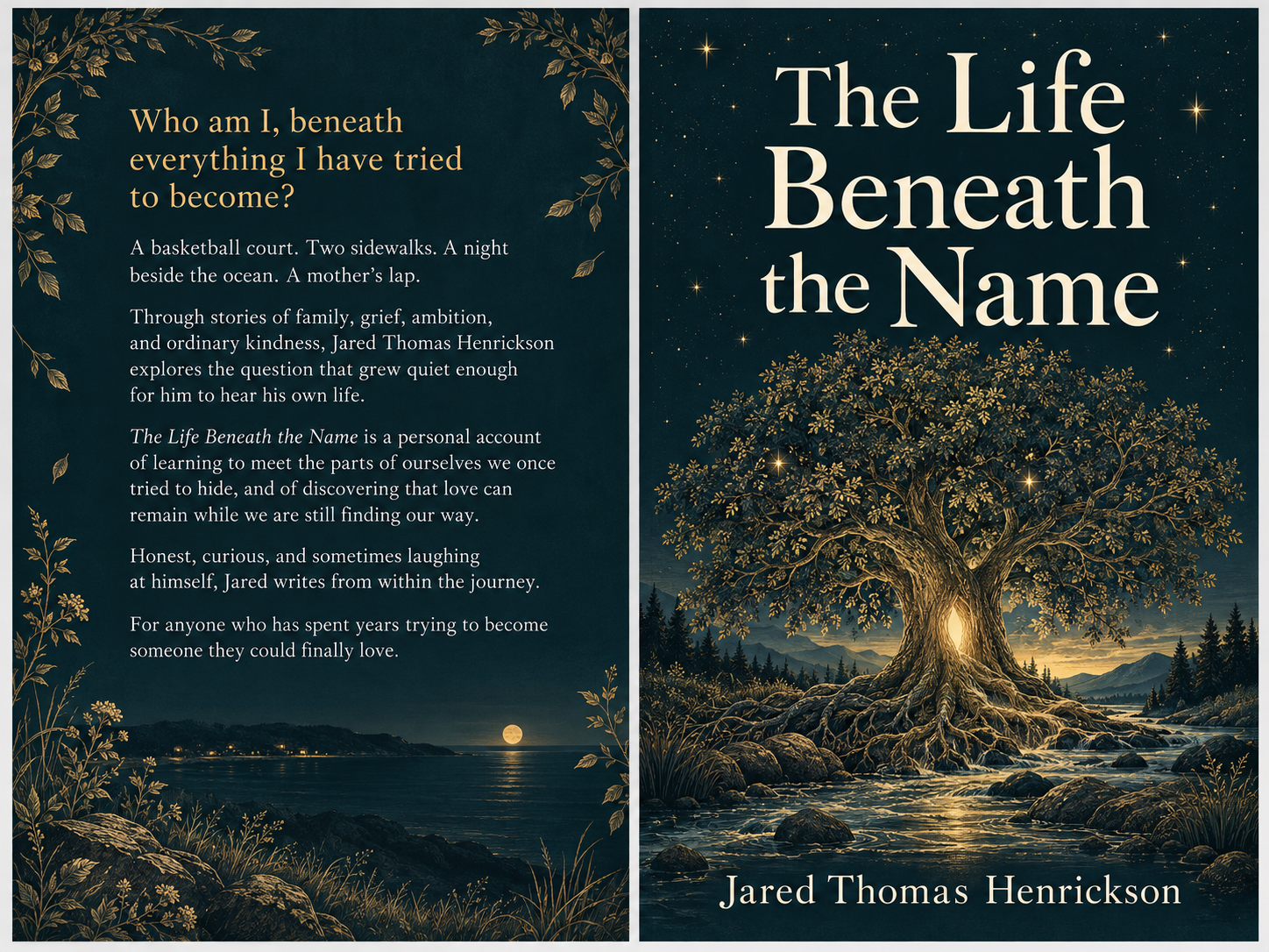 The Life Beneath the Name by Jared Thomas Henrickson — a golden tree beside a stream